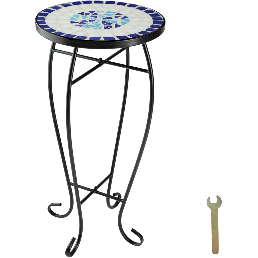 tectake Mosaic White and Blue Balcony Table Image 3