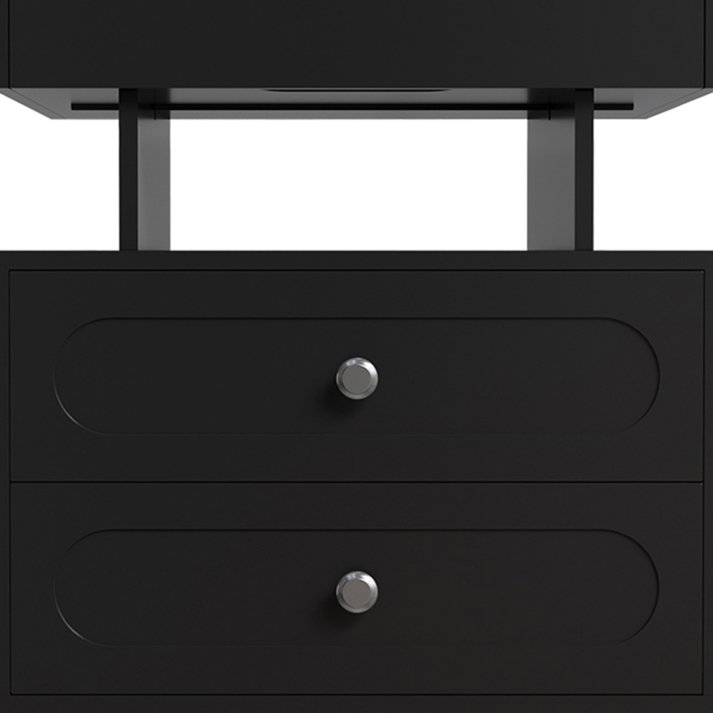Living and Home 3 Drawer Single Shelf Black Bedside Table with RGB LED Light Image 4