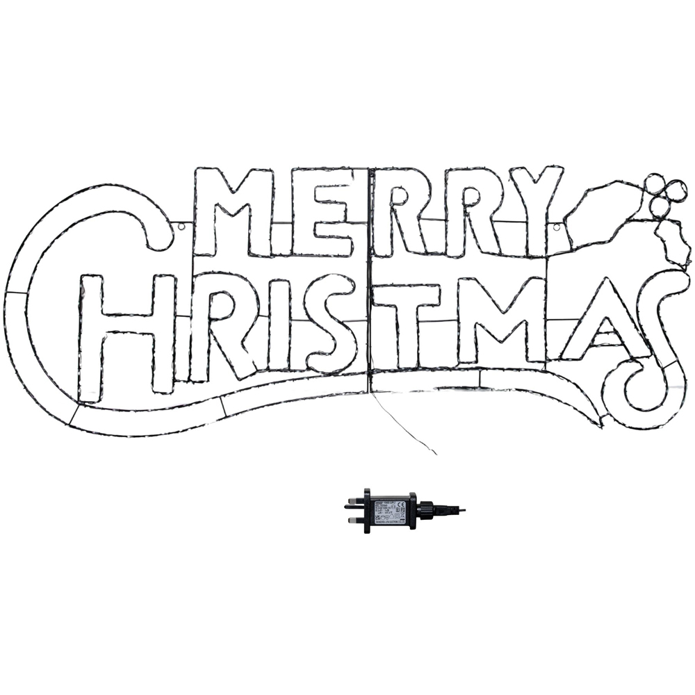 Samuel Alexander 938 Red White Green LED Light Up Hanging Merry Christmas Sign 200 x 78cm Image 2