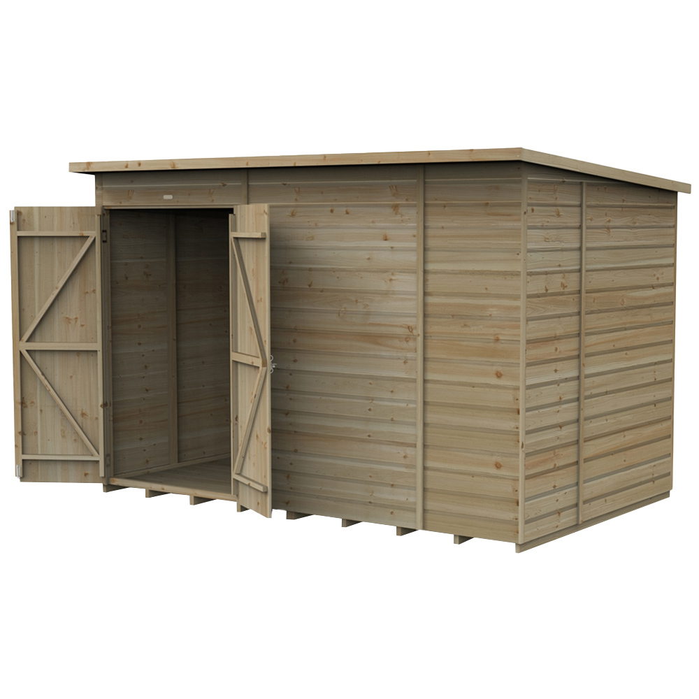 Forest Garden 10 x 6ft Beckwood Double Door Pent Shed Image 1