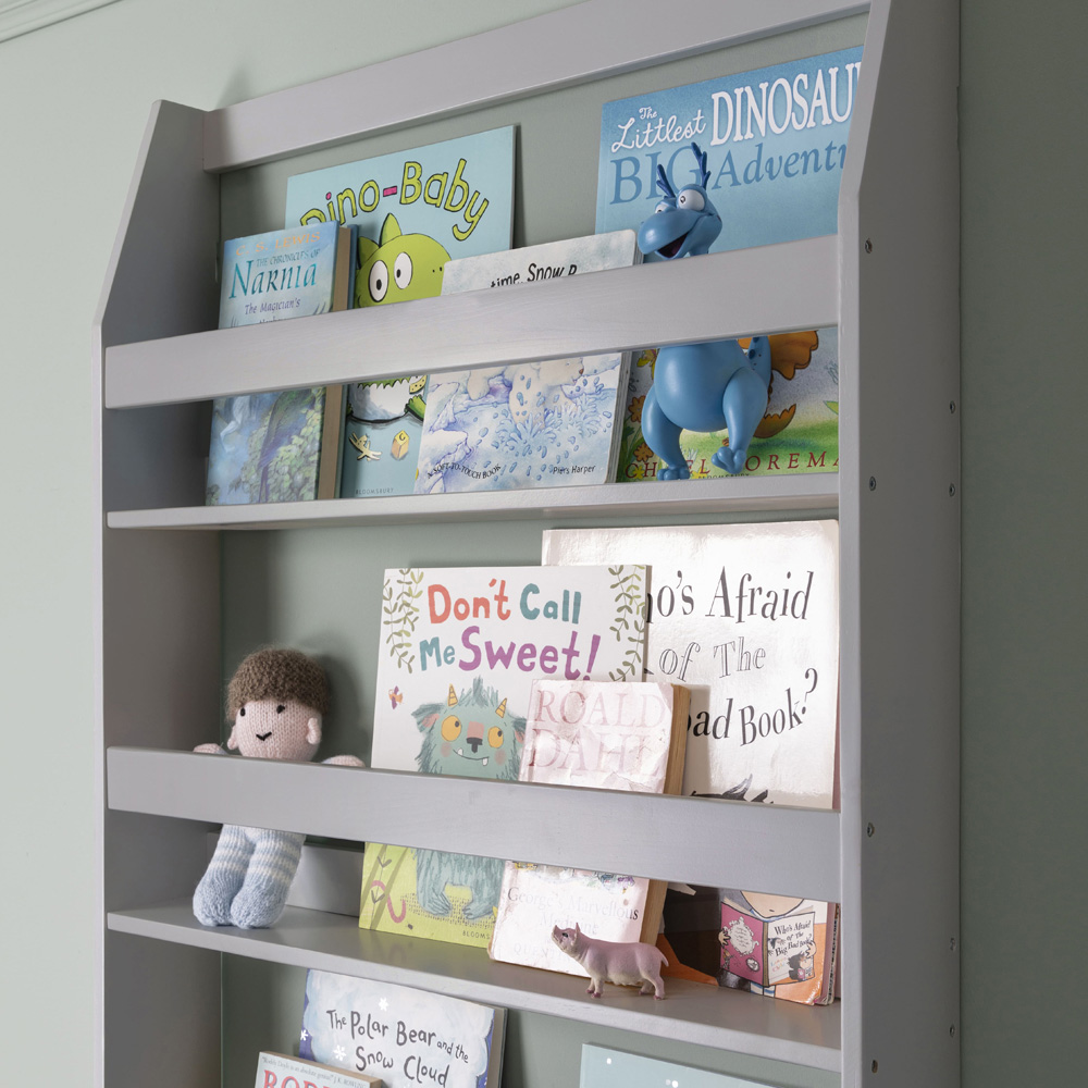 Noa and Nani Hakan 3 Shelf Silk Grey Wall Mounted Bookcase Image 3