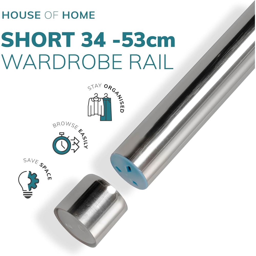 House of Home Stainless Steel Extendable Wardrobe Rail 34-53cm Image 2