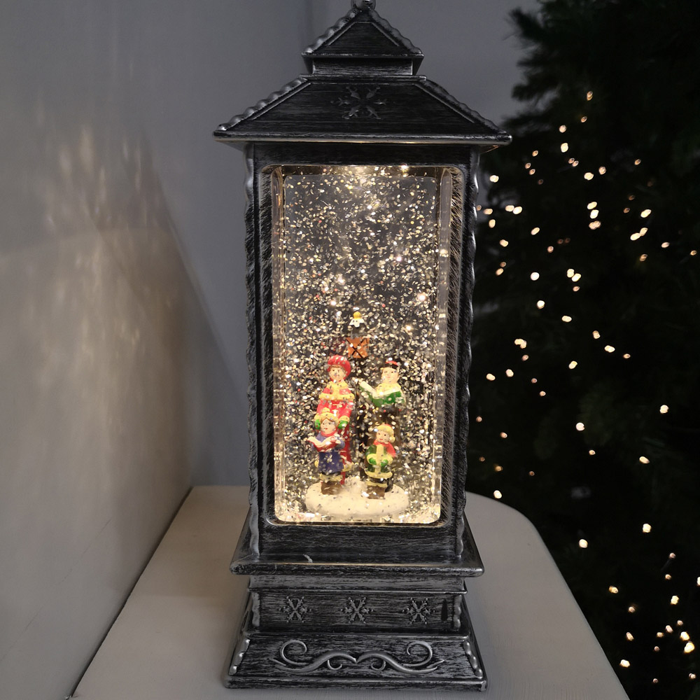 Samuel Alexander Warm White LED Choir Glitter Water Spinner Lantern 27cm Image 4