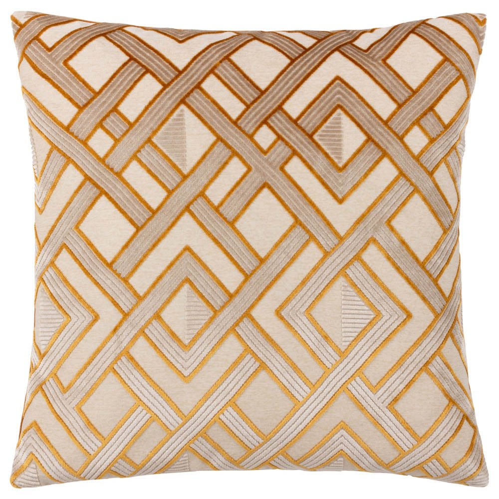 Paoletti Henley Gold Velvet Jacquard Cushion Image 1