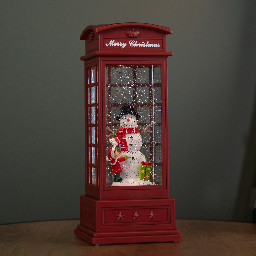 Samuel Alexander Snowman Scene Phone Box Water Spinner Christmas Decoration 25cm Image 9