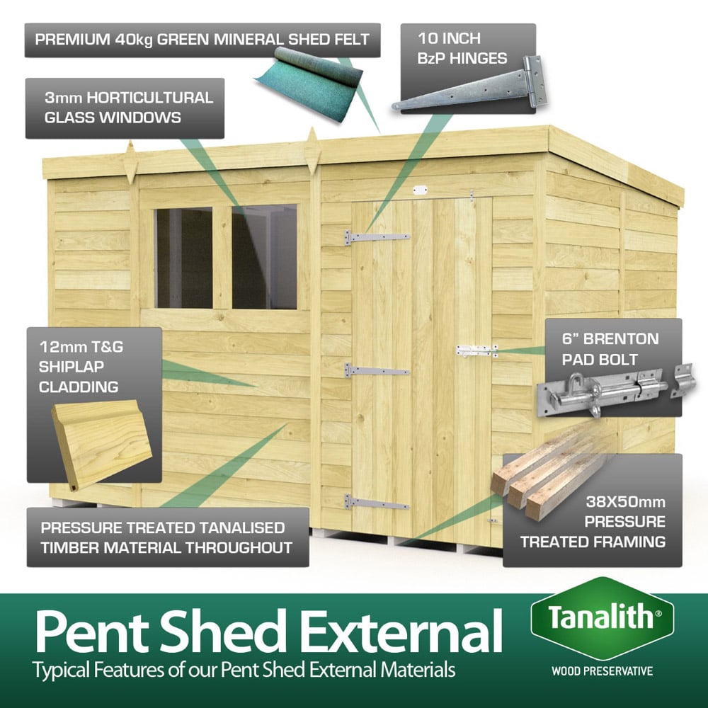 DIY Sheds 13 x 8ft Tongue and Groove Timber Pent Garden Shed Image 8
