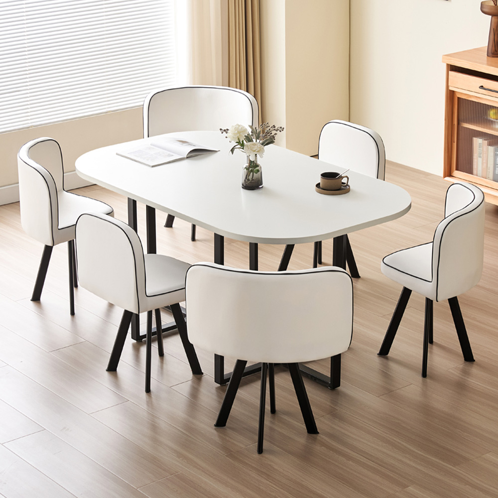 Comfy Living 6 Seater Dining Set White Image 1