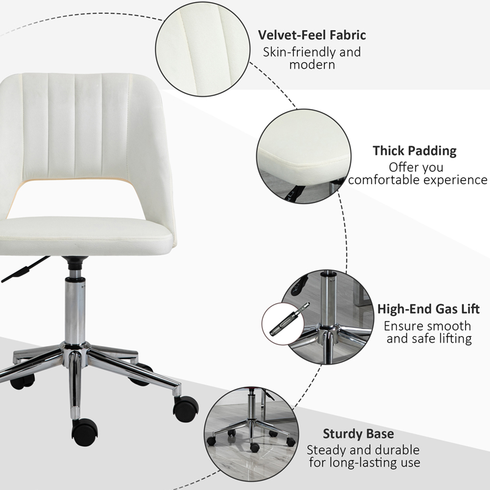 Portland Cream and White Scallop Mid-Back Swivel Office Chair Image 7