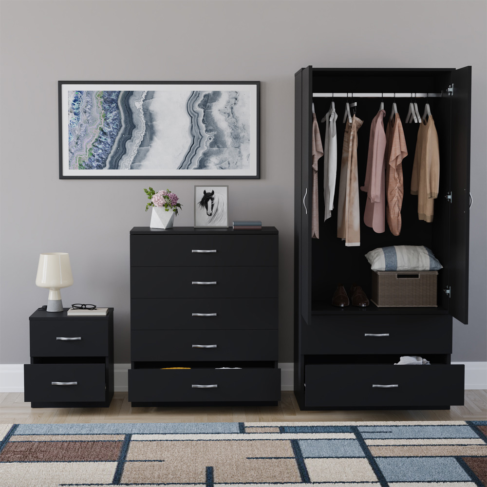 VIDA DESIGNS Riano Black 3 Piece Bedroom Furniture Set Image 3