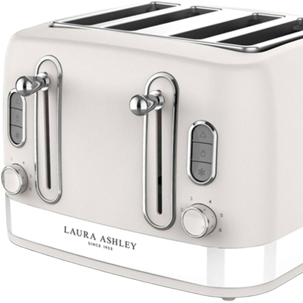 Laura Ashley VQSBT842LACWUK Cotton White 4 Slice Toaster Image 2