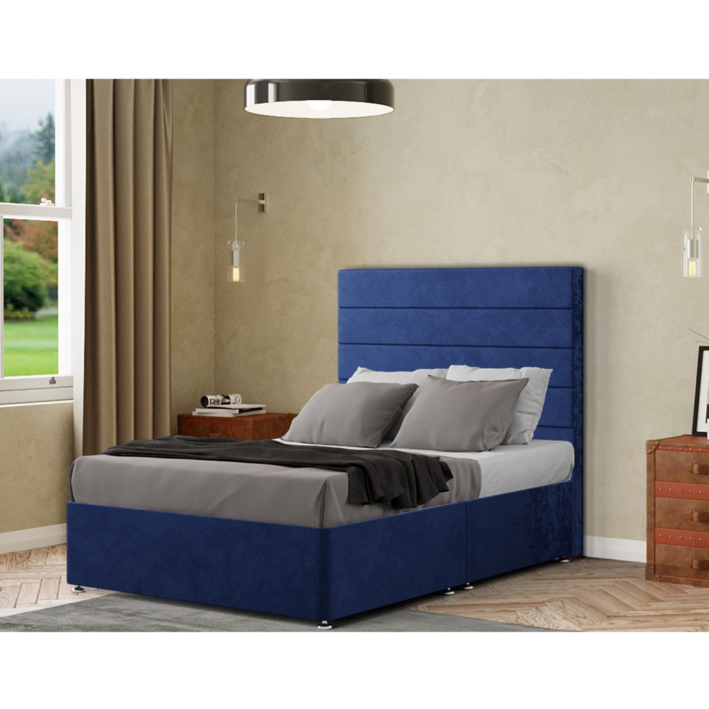 Eleganza George Single Navy Plush Floor Standing Headboard Image 5