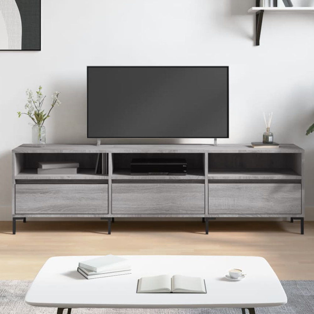 vidaXL 3 Drawer 3 Shelf Grey Sonoma TV Cabinet Image 1