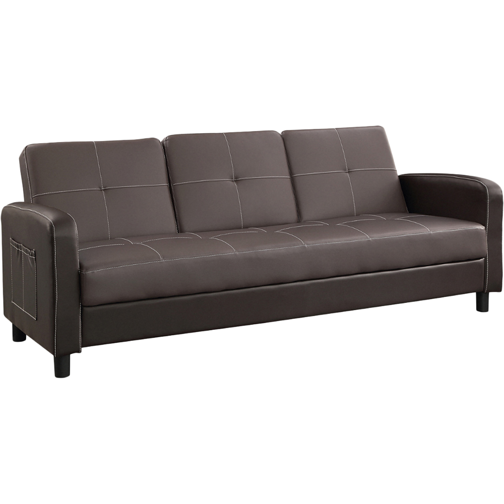 Home Detail Tampa 3 Seater Ash Grey and Brown Faux Leather Sofa Bed Image 2