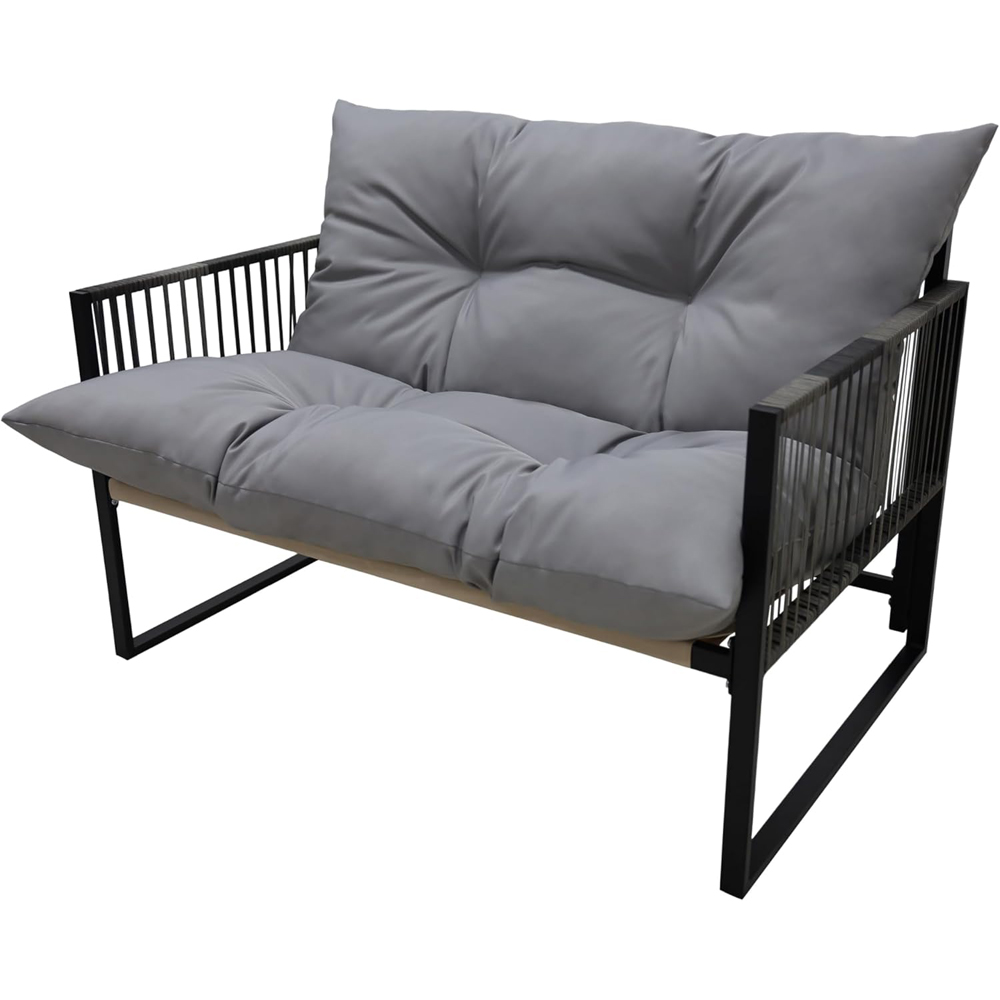Alivio 4 Seater Grey Garden Sofa Chair Set with Cushions and Coffee Table Image 5