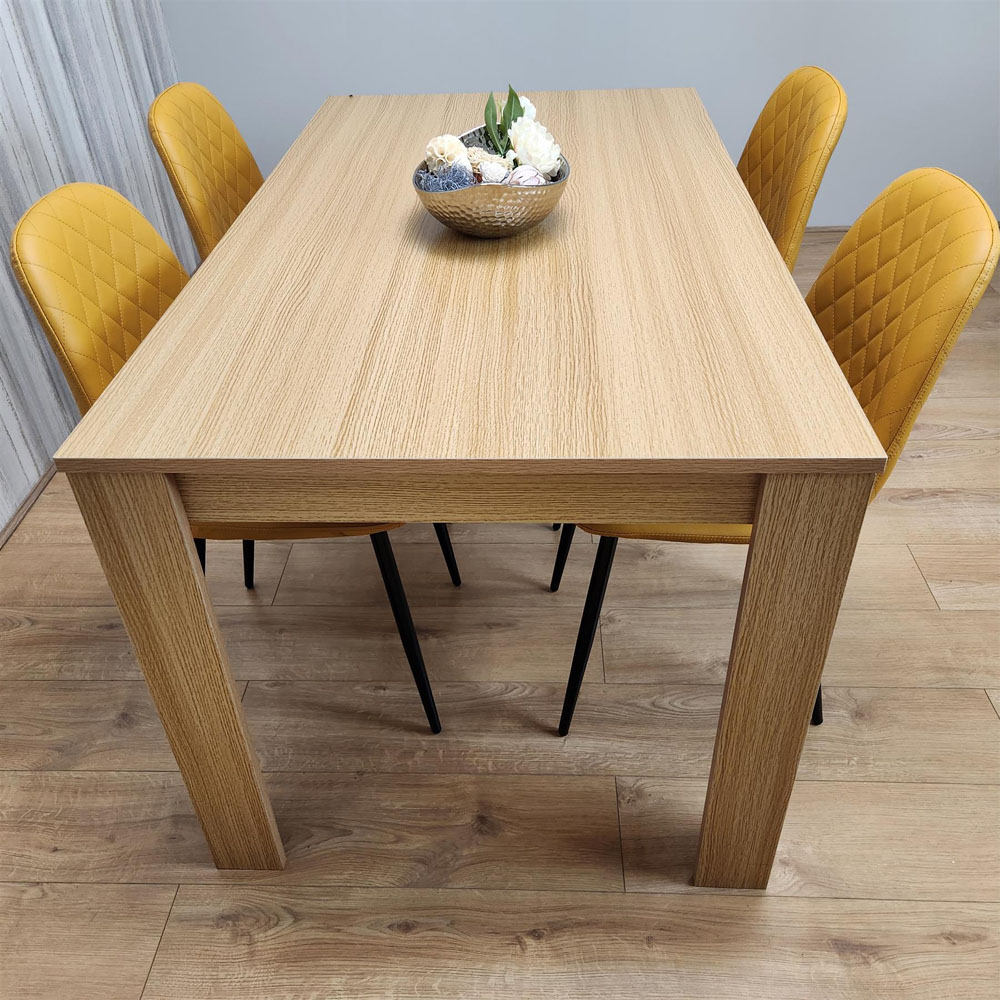 Kosy Koala 4 Seater Dining Table Set Oak Effect and Mustard Image 2