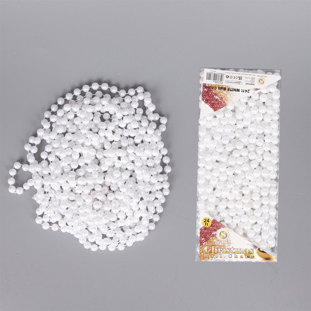 Shatchi White Metallic Christmas Bead Garland Image 2