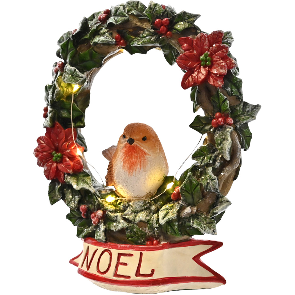 The Seasonal Gift Co. Robin Wreath Christmas Figurine Image 3