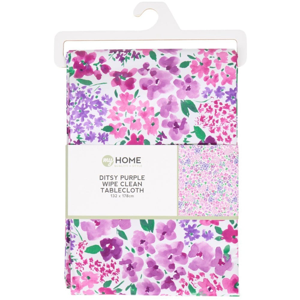 Ditsy Wipe Clean Tablecloth Purple Image 1