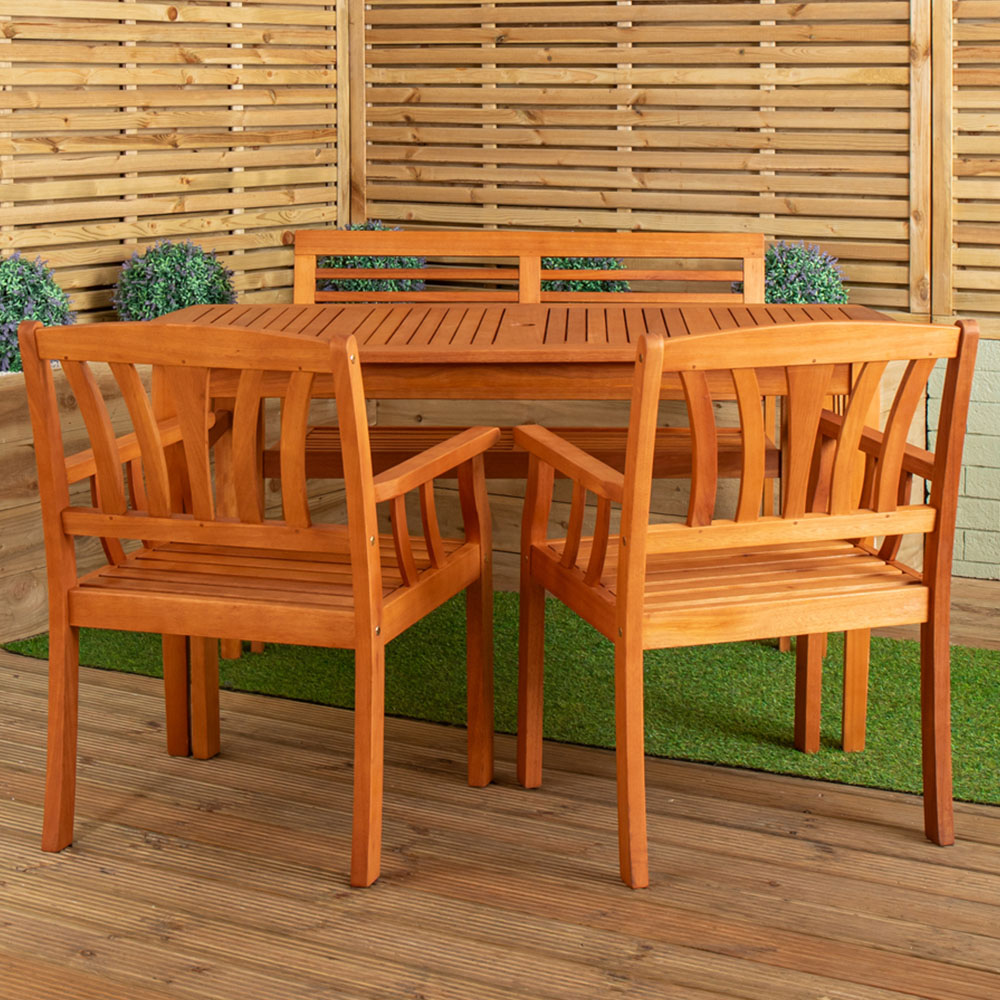 Samuel Alexander 4 Seater Wooden Garden Dining Bench Set Image 1