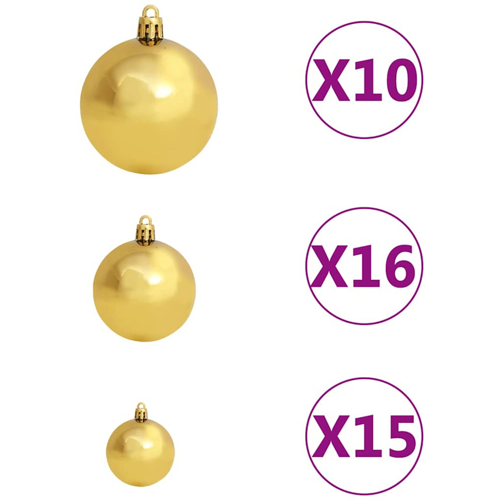 vidaXL Green Artificial Christmas Tree with LEDs Bronze Gold Decoration Ornaments 8ft Image 7