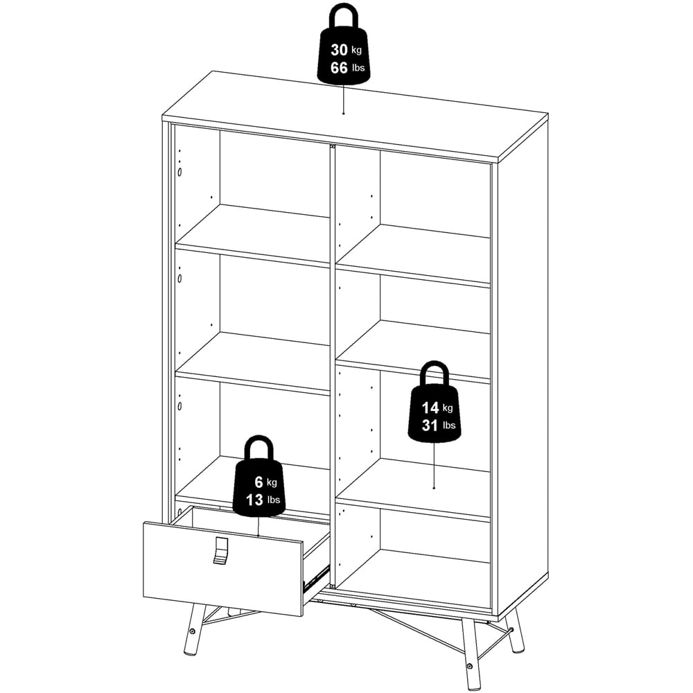 Florence Ry 2 Door Single Drawer Matt White China Cabinet Image 9