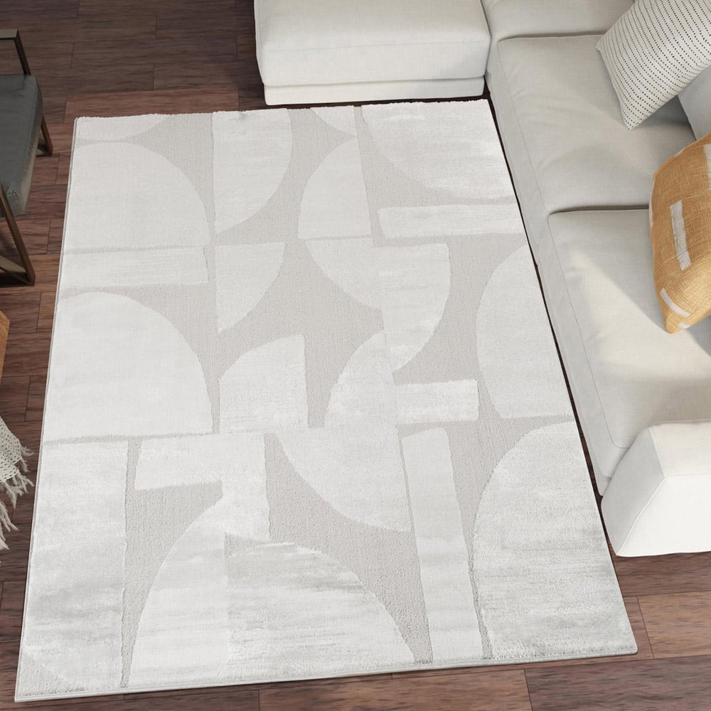 Desire Rugs Hamilton Silver Abstract Motif Rug 120 x 170cm Image 2