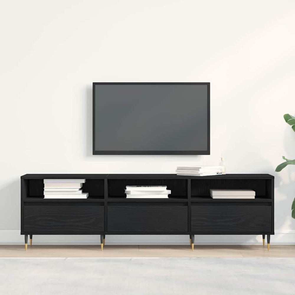 vidaXL 3 Door 3 Shelf Black Oak TV Cabinet Image 4