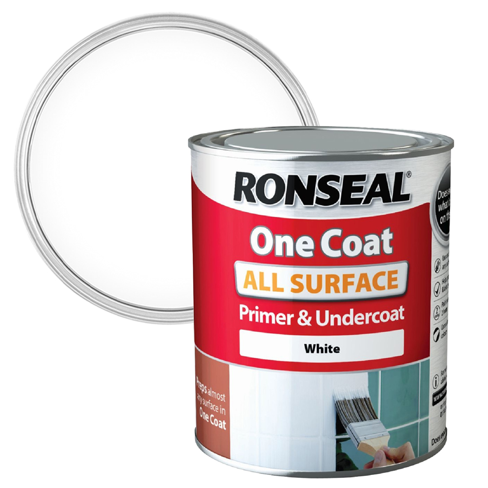 Ronseal All Surface White One Coat Primer and Undercoat 750ml Image 1