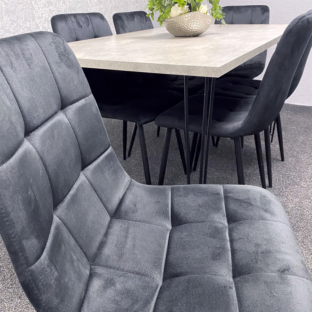 Kosy Koala 6 Seater Grey and Black Dining Table set Image 2