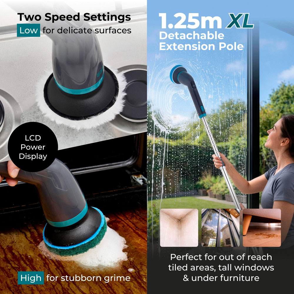 Tower Whiziwand XL Electric Cordless Spin Scrubber with 7 Interchangeable Heads Image 4