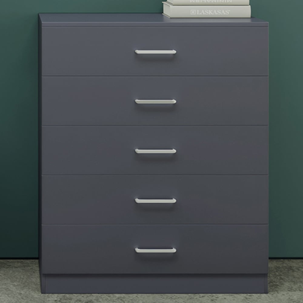 Seconique Dakota 5 Drawer Dark Grey Storage Chest Image 1