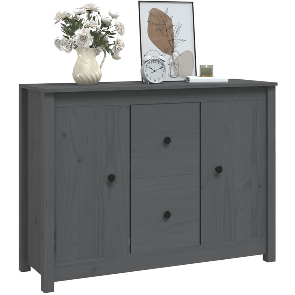 vidaXL 2 Door 2 Drawer Grey Wooden Sideboard Image 3