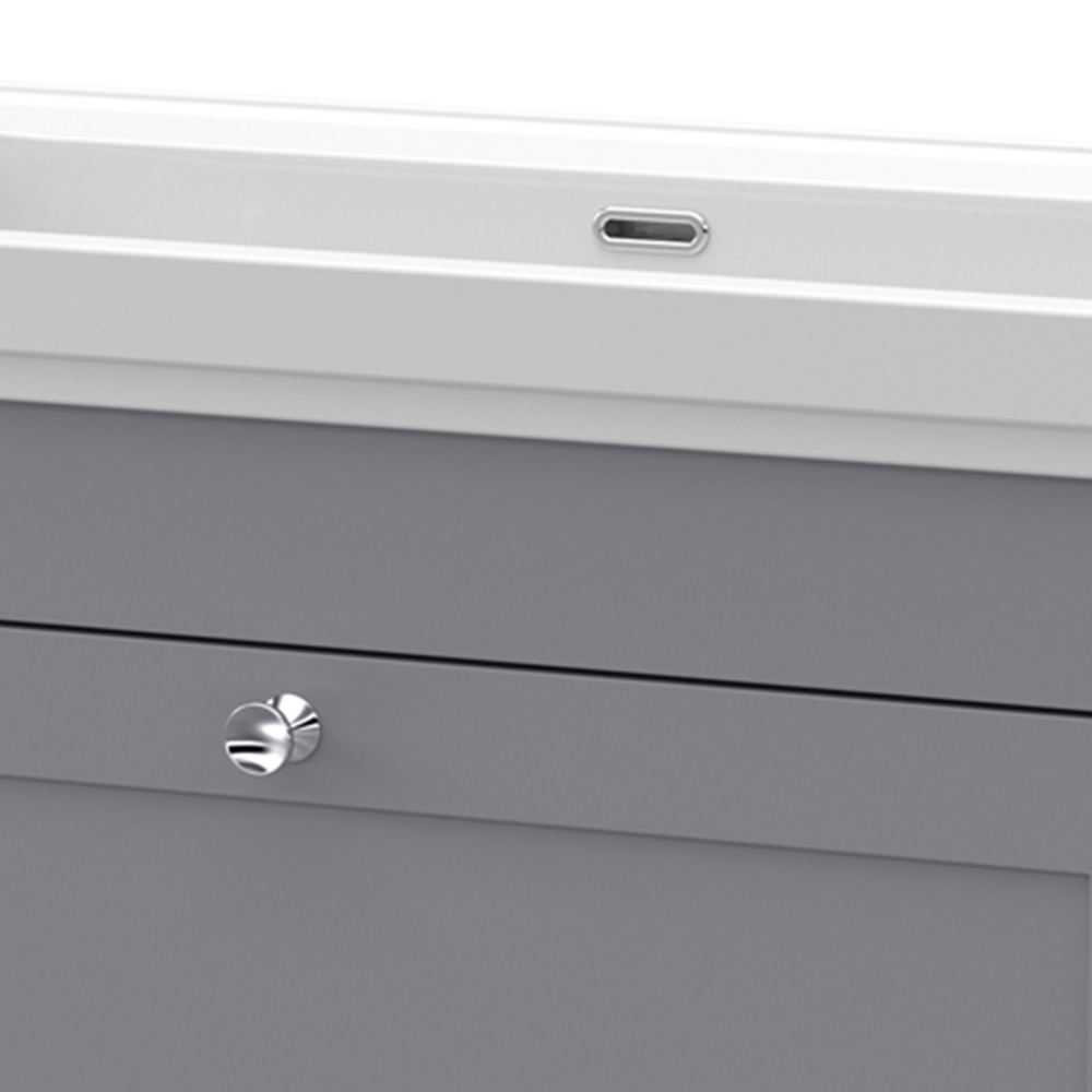 nuie Classique Single Drawer Satin Grey Wall Hung Unit and 0 Tap Hole Fireclay Basin 800mm Image 2