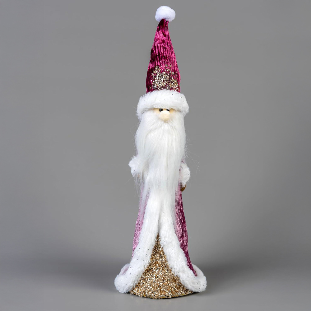 Shatchi Burgundy and Gold Santa Figurine Christmas Decoration 34cm Image 2