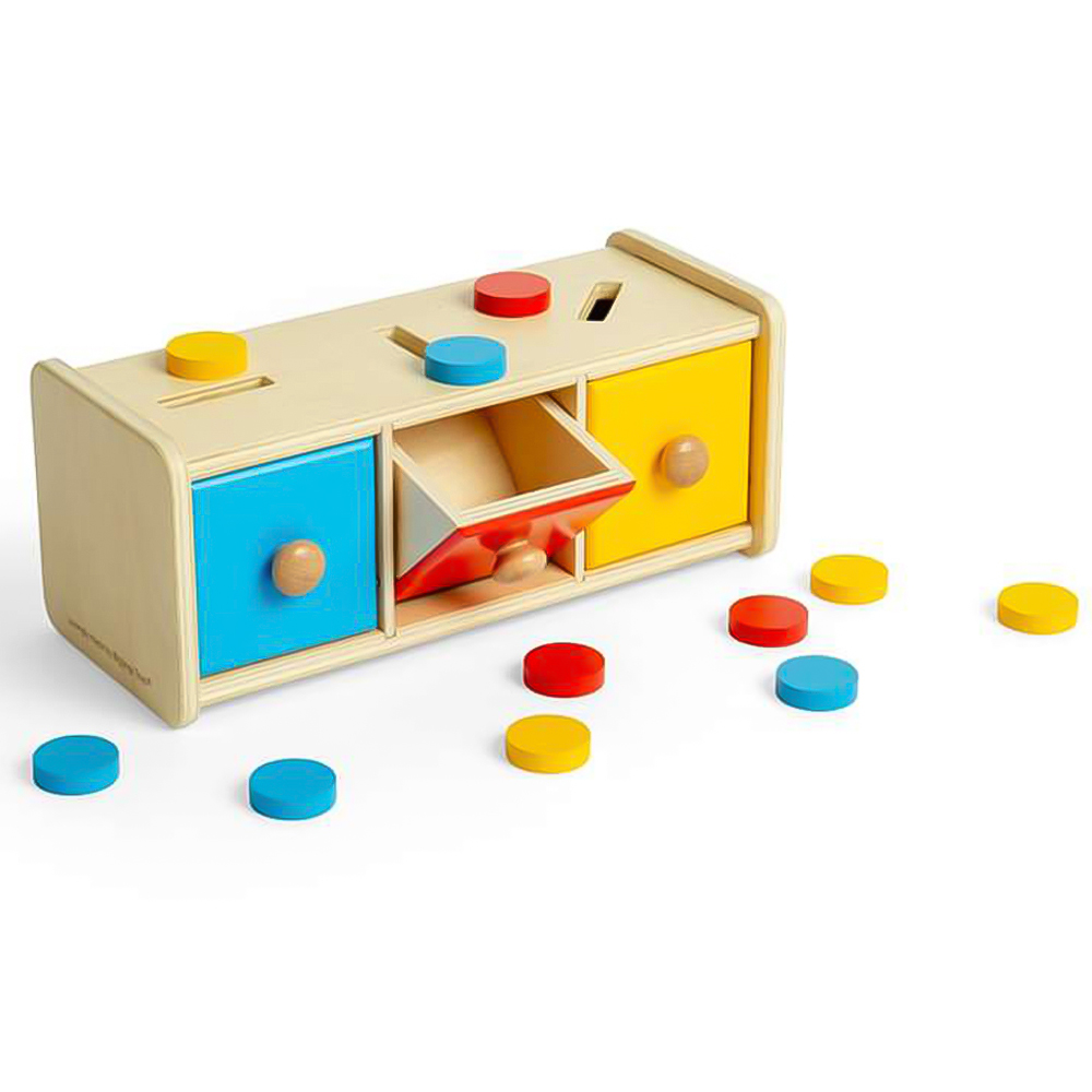 Bigjigs Toys Kids 16 Piece Wooden Token Montessori Colour Sorting Toy Image 5