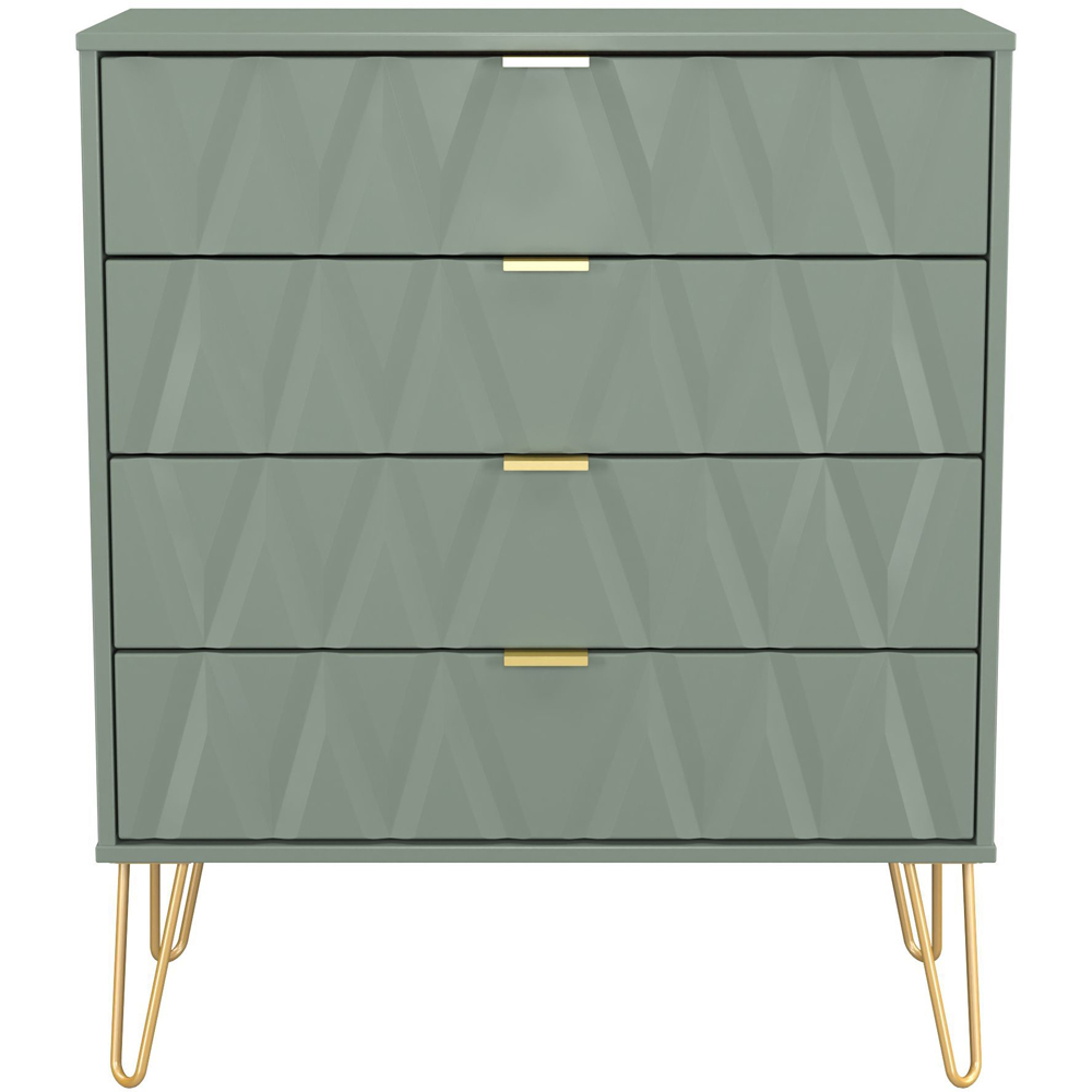 Crowndale Diamond 4 Drawer Reed Green Chest of Drawers Ready Assembled Image 6
