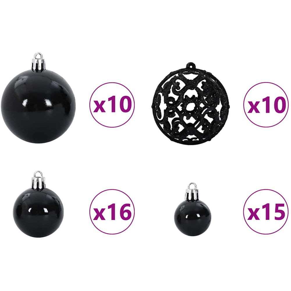 vidaXL Pre-Lit Black Baubles Green Artificial Christmas Tree 8ft Image 8