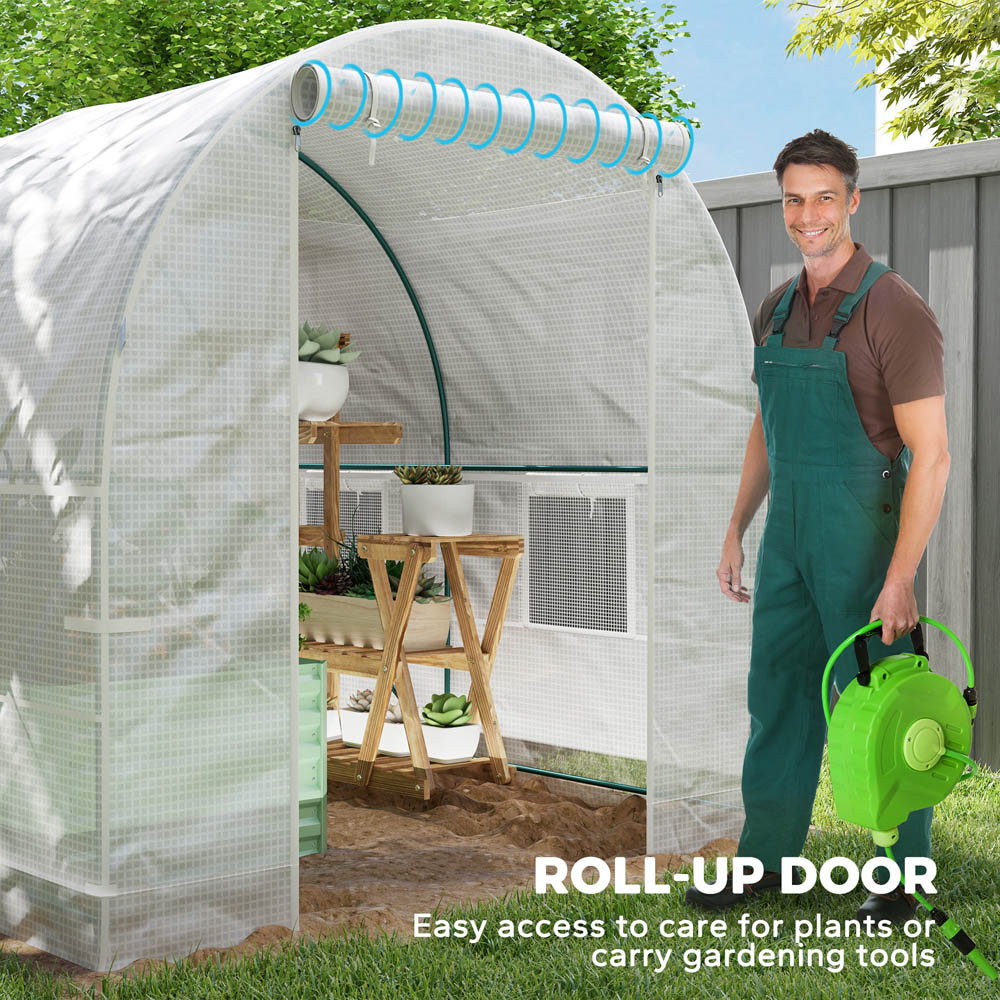 Outsunny 6.5 x 8.2ft Polytunnel Greenhouse with Roll-up Door and Window Image 5