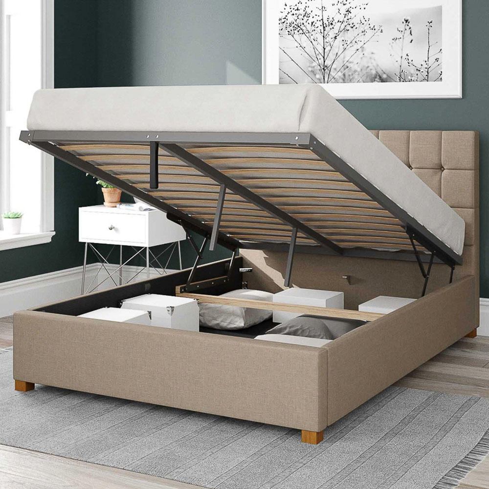 Aspire Sinatra Small Double Natural Eire Linen Ottoman Bed Image 2