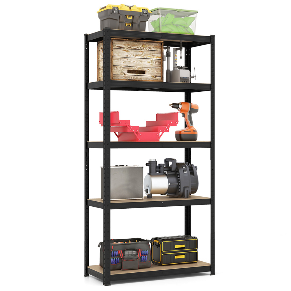 Costway Black 5 Tier Metal Anti Tipping Shelving Unit Image 3