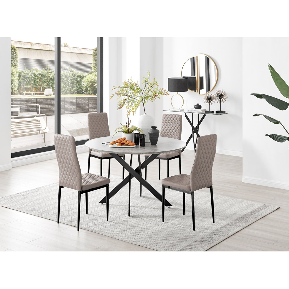 Furniturebox Arona Valera Concrete Effect 4 Seater Round Dining Set Grey and Cappuccino Image 9