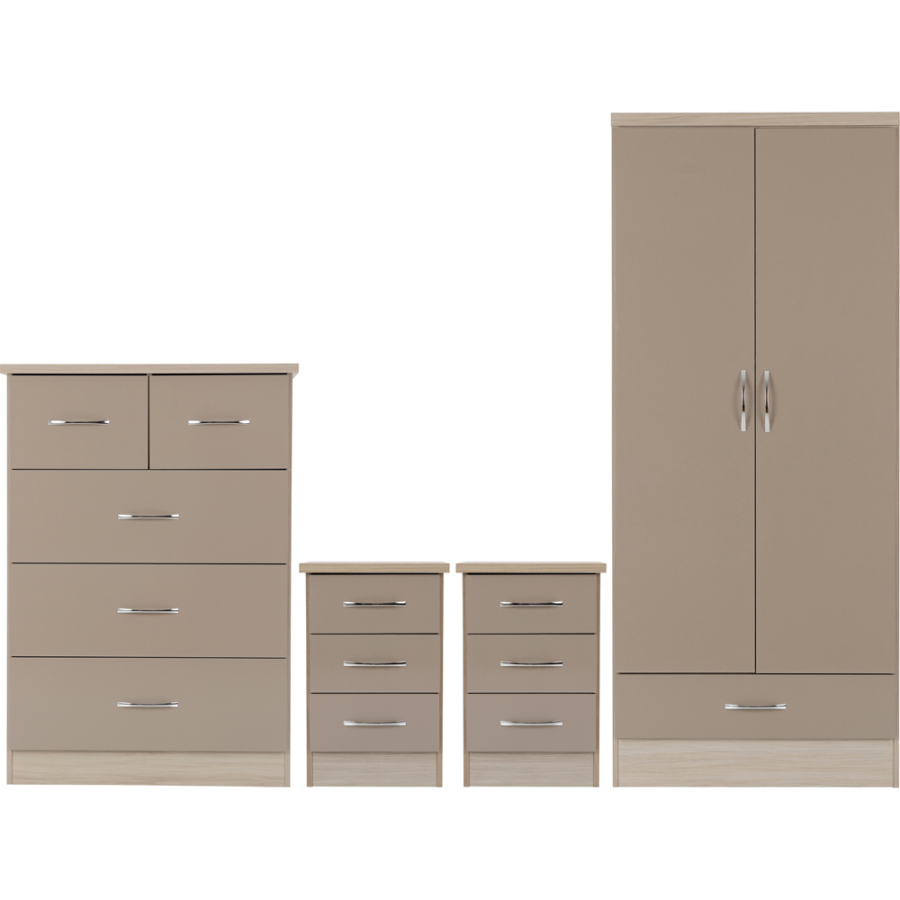 Seconique Nevada Oyster and Light Oak Effect 4 Piece Bedroom Furniture Set Image 2