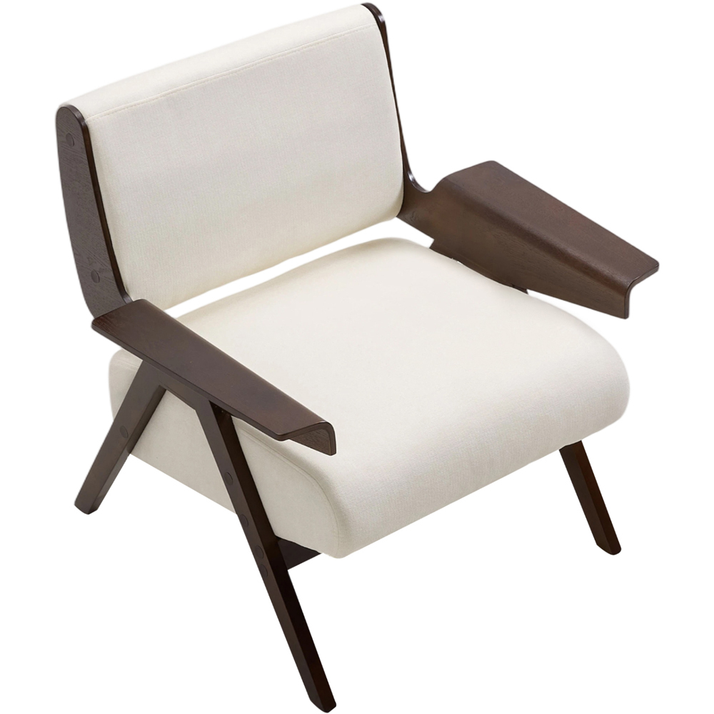 Living and Home Beige Chenille Modern Armchair Image 2