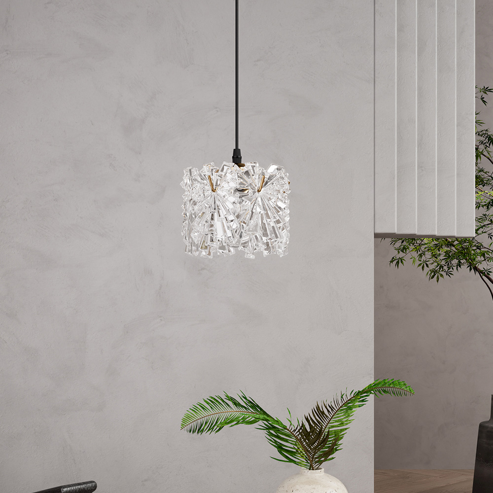 Living and Home Large Gold Glass Shade E27 Pendant Light Image 2