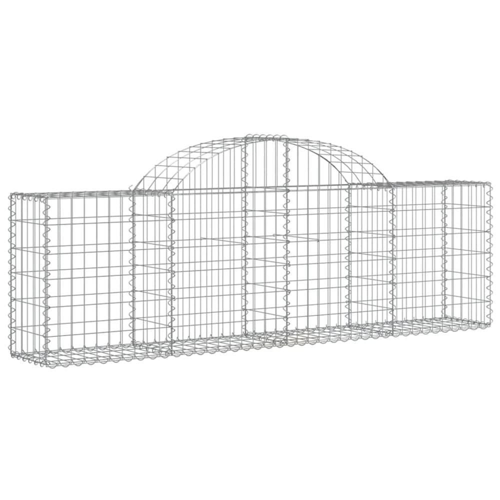 vidaXL Silver Galvanised Iron Arched Gabion Basket 200 x 30 x 60/80cm 14 Pack Image 1