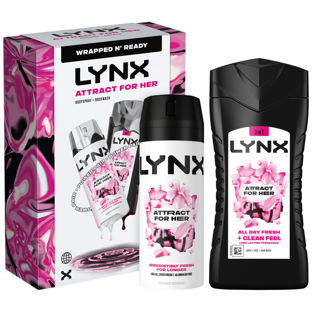 Lynx Attract For Her Shower Gel and Bodyspray Duo Gift Set 3 Pack Image 2