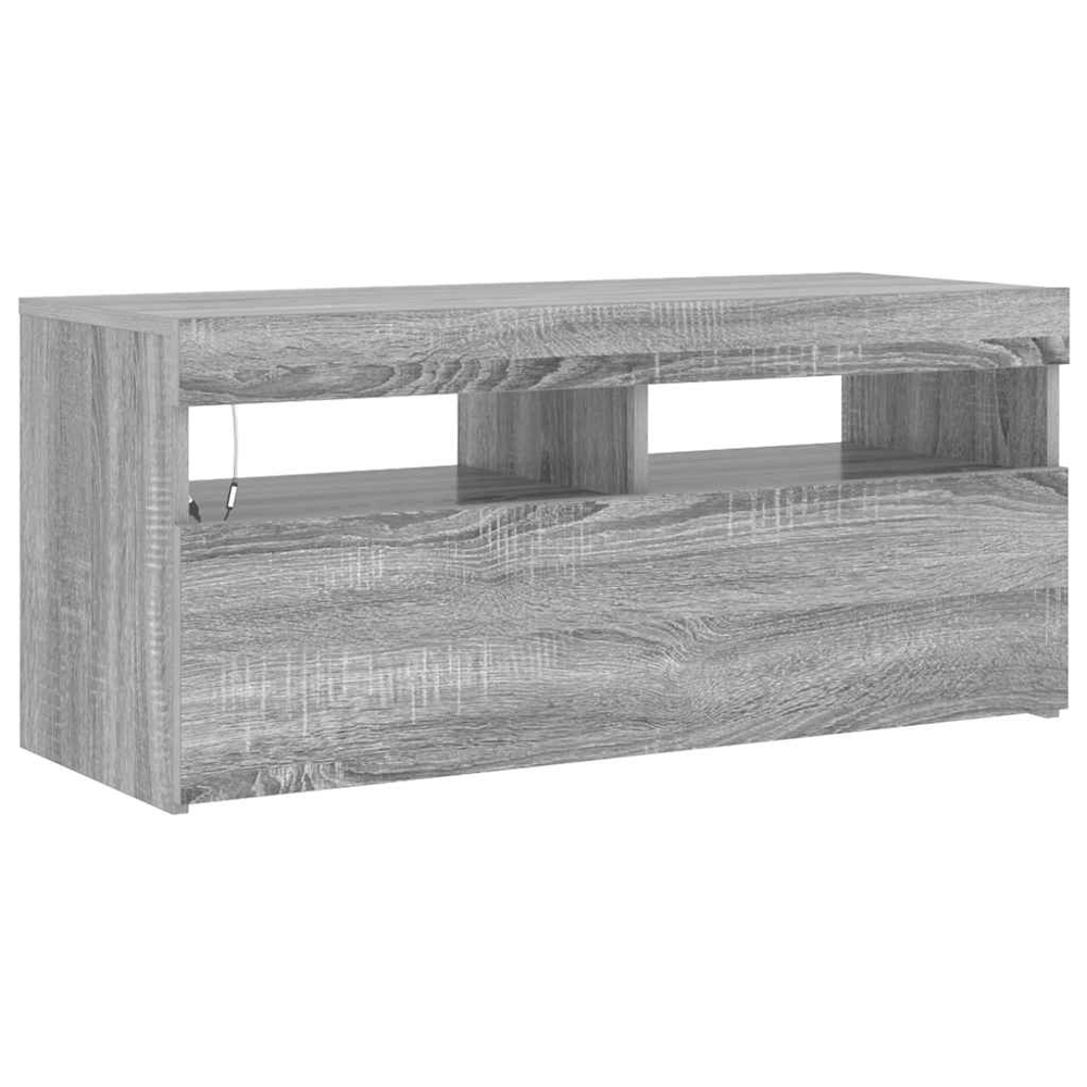 vidaXL Single Door 2 Shelf Grey Sonoma TV Cabinet with LED Lights Image 2