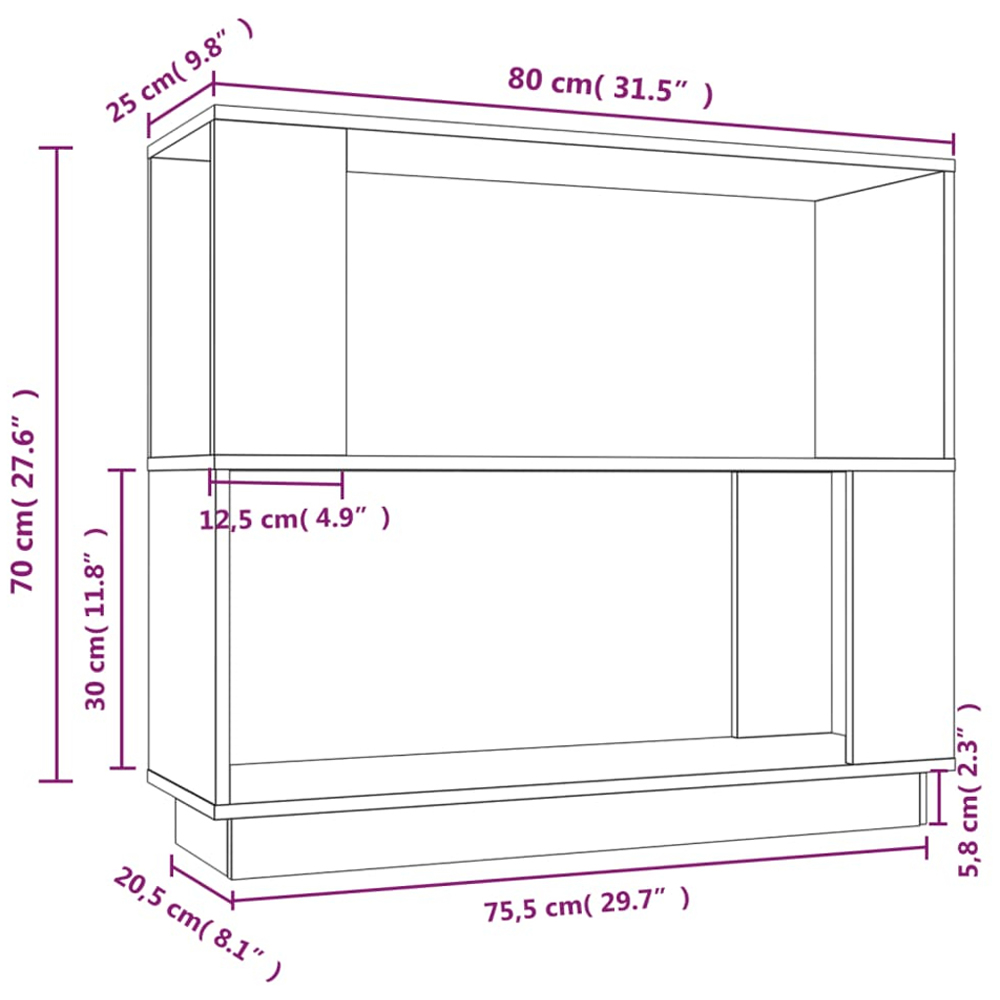 vidaXL 2 Shelf White Solid Pine Wood Bookcase Image 9