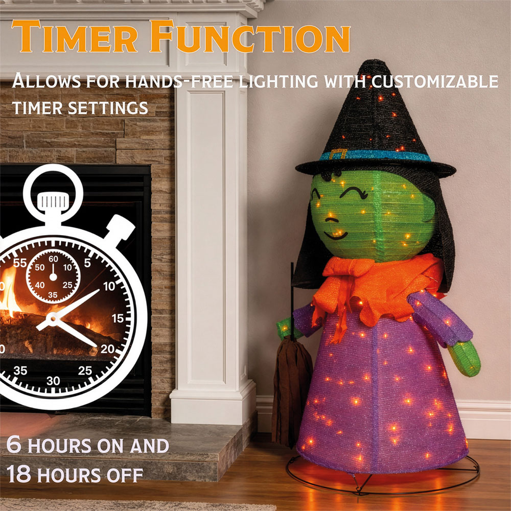 FXLab Large Foldable Witch Outdoor Halloween Decoration 85 x 47 x 132cm Image 2