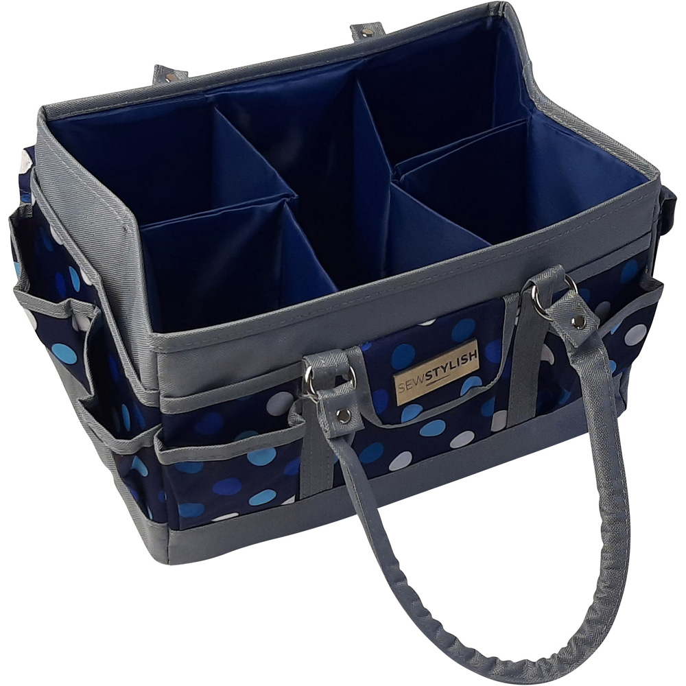 Sewing Online PT900-NAVY-POLKA Navy Polka Deluxe Tote Organiser 30 x 20 x 18cm Image 3